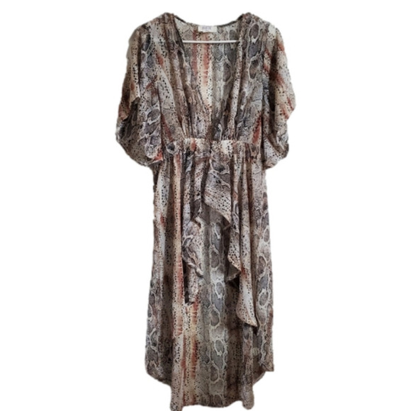 Peach Love California Bohemian Animal Print Semi Sheer Kimono Cardigan Duster - Picture 2 of 14